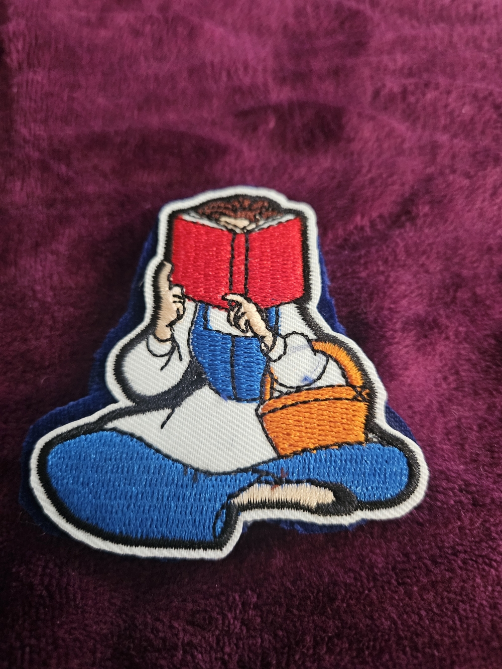 Embroidered Reading Belle Brooch - Blue, White & Red